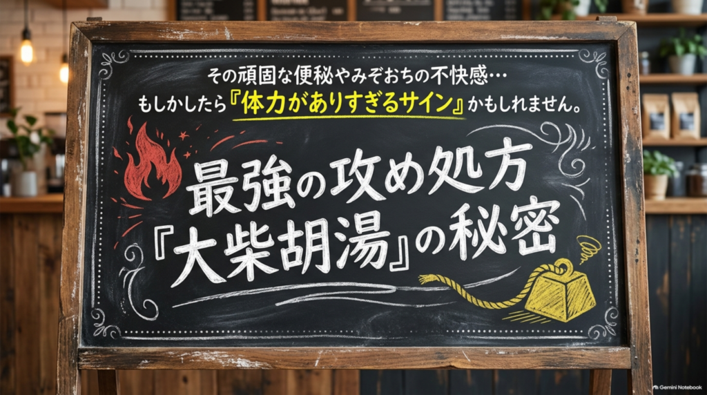 その頑固な便秘やみぞおちの不快感は体力がありすぎるサインかも。最強の攻め処方・大柴胡湯の秘密