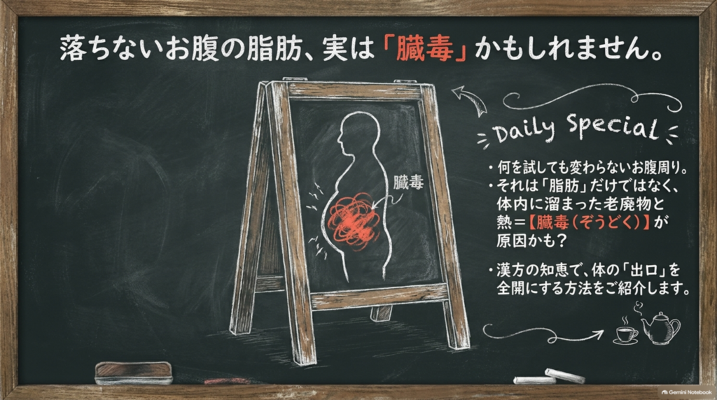 落ちないお腹の脂肪は、老廃物と熱が溜まった「臓毒(ぞうどく)」が原因かも