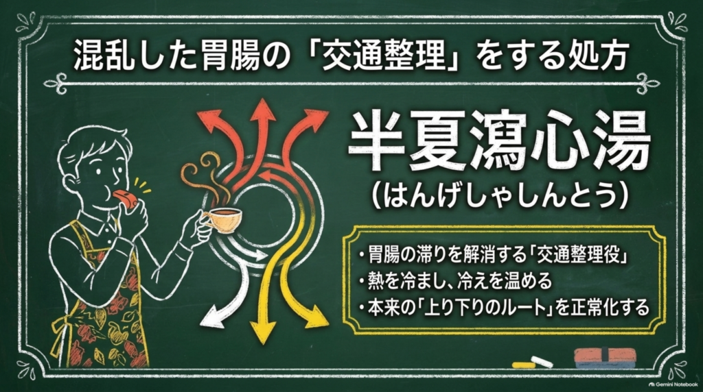 混乱した胃腸の「交通整理」をする処方、半夏瀉心湯