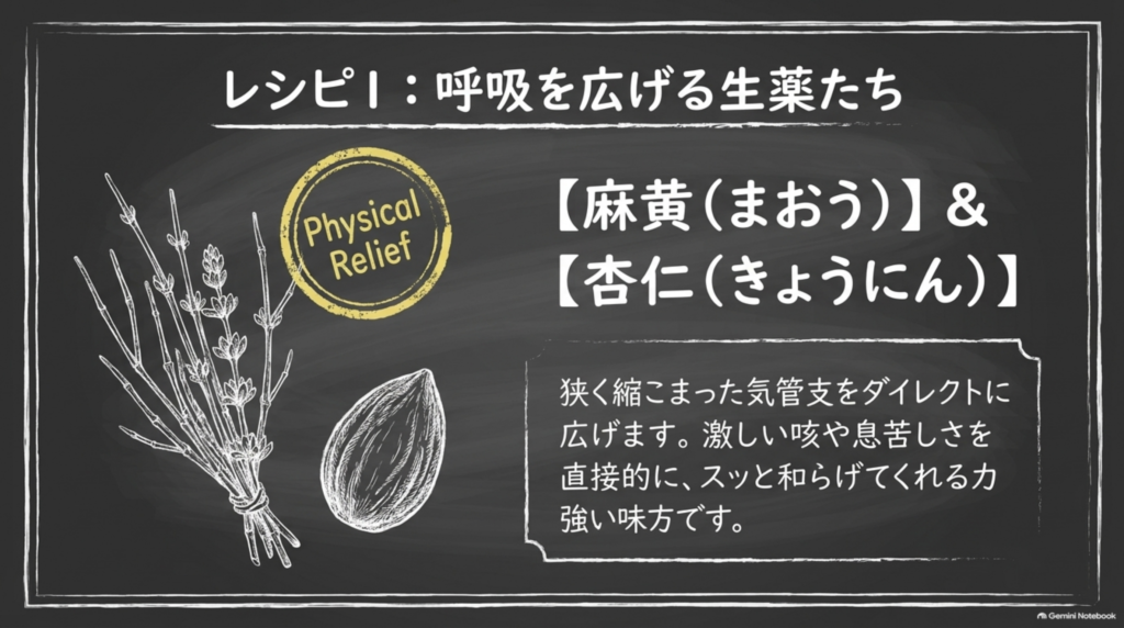 気管支を広げる生薬「麻黄」と「杏仁」