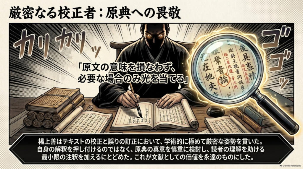 原文の意味を損なわず、必要な場合のみ注釈を加えた厳密な校正者