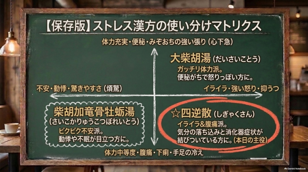 ストレス漢方の使い分けマトリクス