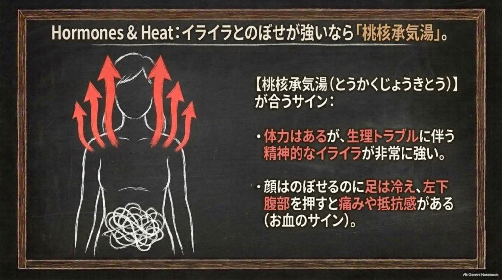 生理トラブルに伴うイライラとのぼせが強いなら桃核承気湯