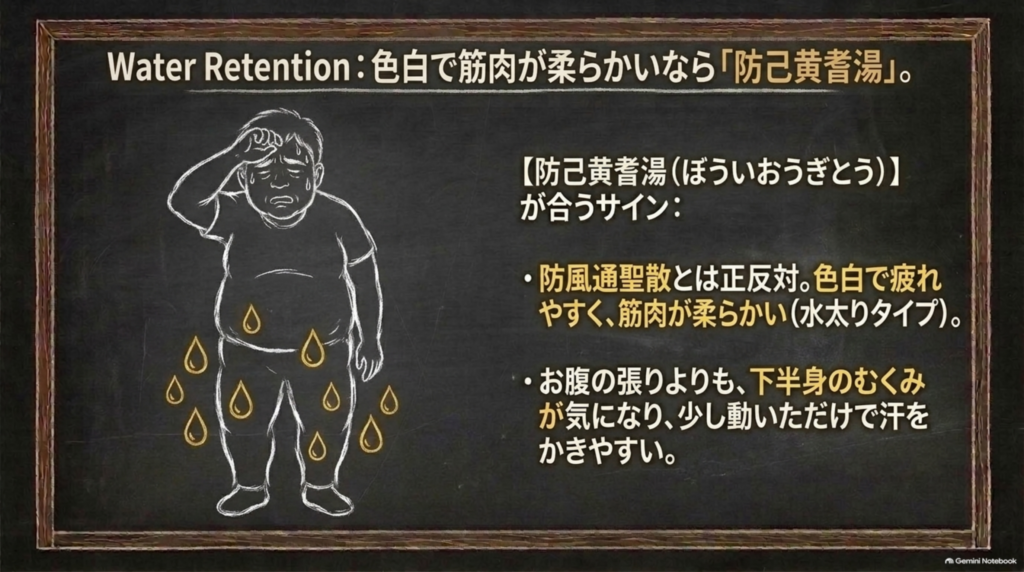 色白で筋肉が柔らかい水太りタイプなら防已黄耆湯