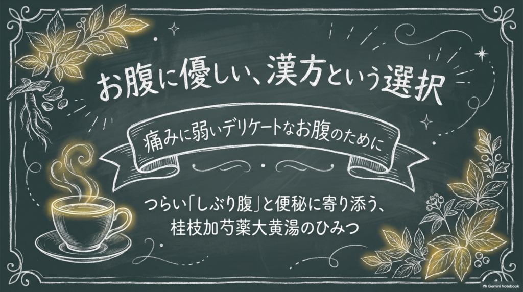 お腹に優しい、漢方という選択。痛みに弱いデリケートなお腹のために、つらい「しぶり腹」と便秘に寄り添う桂枝加芍薬大黄湯のひみつ