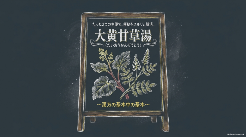 たった2つの生薬で、便秘をスルリと解消。大黄甘草湯（だいおうかんぞうとう）、漢方の基本中の基本