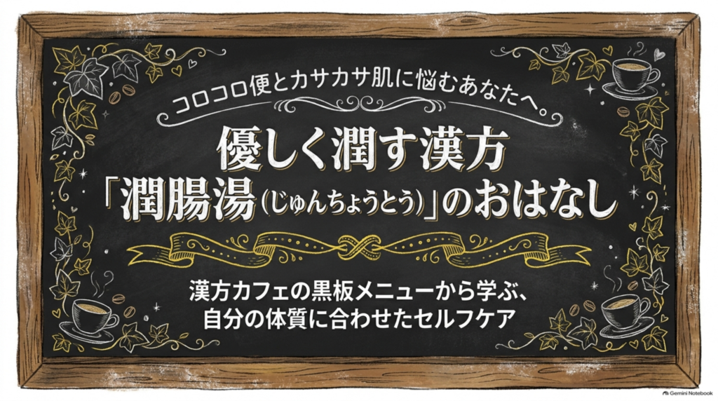 コロコロ便とカサカサ肌に悩むあなたへ。優しく潤す漢方「潤腸湯」のおはなし