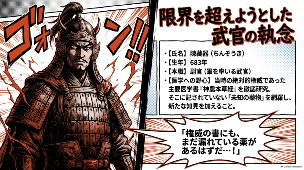 限界を超えようとした武官の執念。陳藏器(ちんぞうき)683年生まれ、本職は尉官。『神農本草経』を研究し未知の薬物を網羅