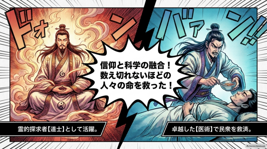 信仰と医術の融合。霊的な探求者「道士」として活躍し、卓越した医術で民衆を救済した