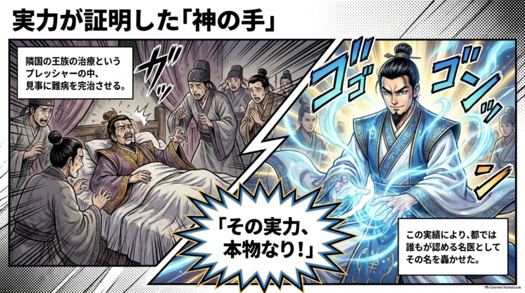 実力が証明した「神の手」。隣国の王族の難病を完治させ、都では誰もが認める名医としてその名を轟かせた
