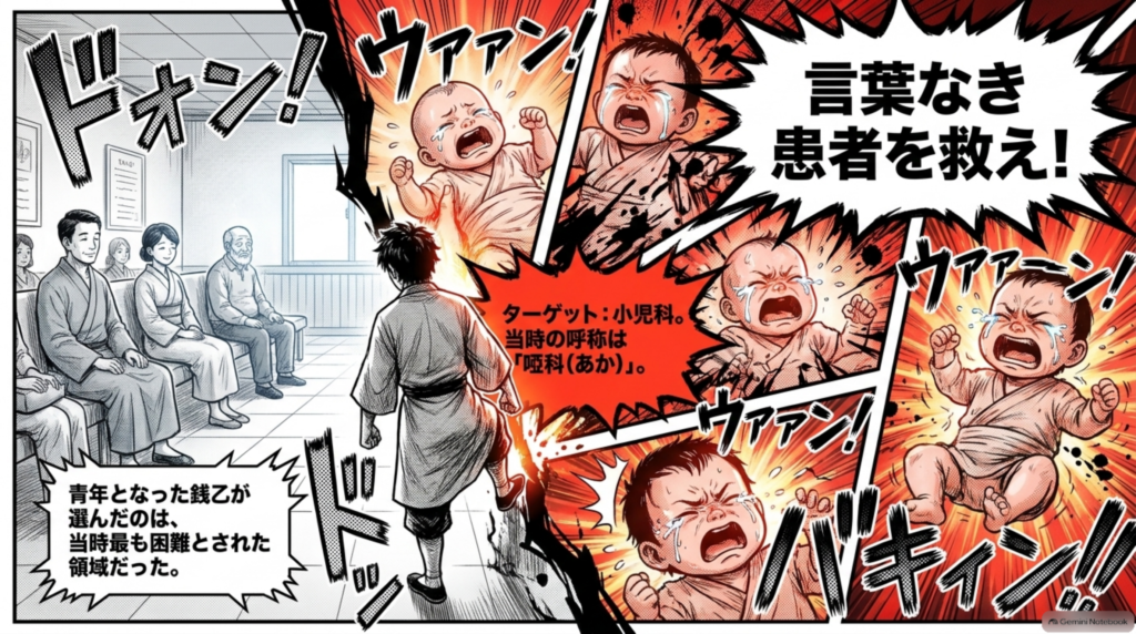 言葉なき患者を救え。青年となった銭乙が選んだのは、当時「啞科（あか）」と呼ばれ最も困難とされた小児科だった