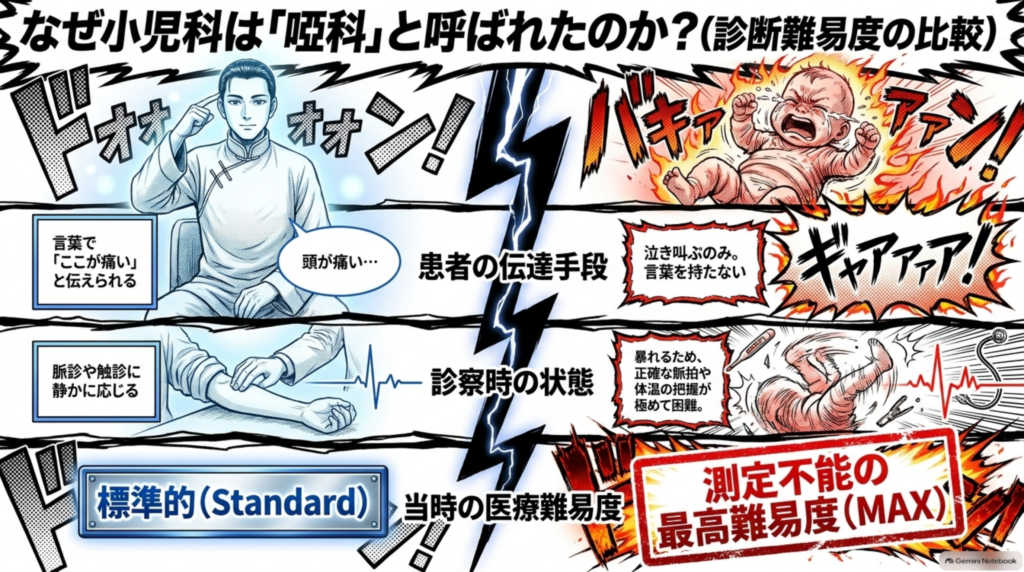 なぜ小児科は「啞科」と呼ばれたのか。言葉を持たず泣き叫ぶしかない小児の診察は、当時最高難度の医療だった