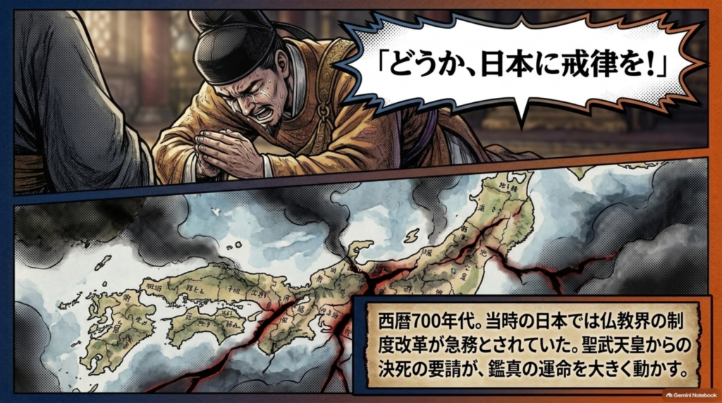 「どうか、日本に戒律を！」西暦700年代、聖武天皇からの決死の要請が鑑真の運命を大きく動かす