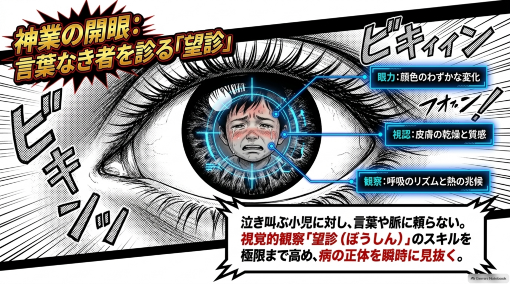 言葉なき者を診る「望診（ぼうしん）」。顔色のわずかな変化、皮膚の状態、呼吸のリズムから病の正体を見抜く