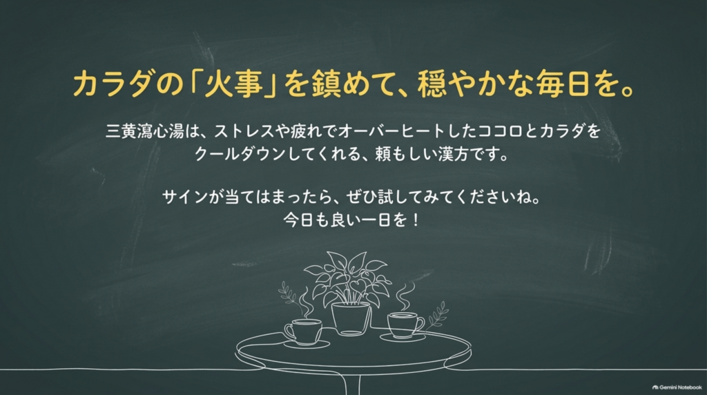カラダの「火事」を鎮めて穏やかな毎日を。三黄瀉心湯はオーバーヒートした心と体をクールダウンしてくれる漢方