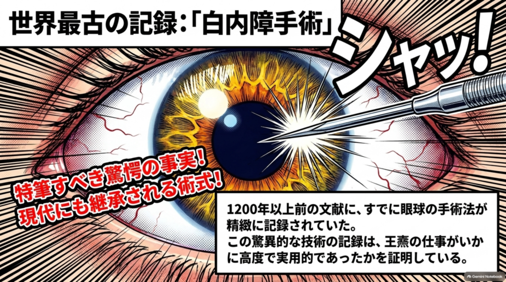 世界最古の記録「白内障手術」。1200年以上前の文献に、すでに眼の手術法が精緻に記録されていた