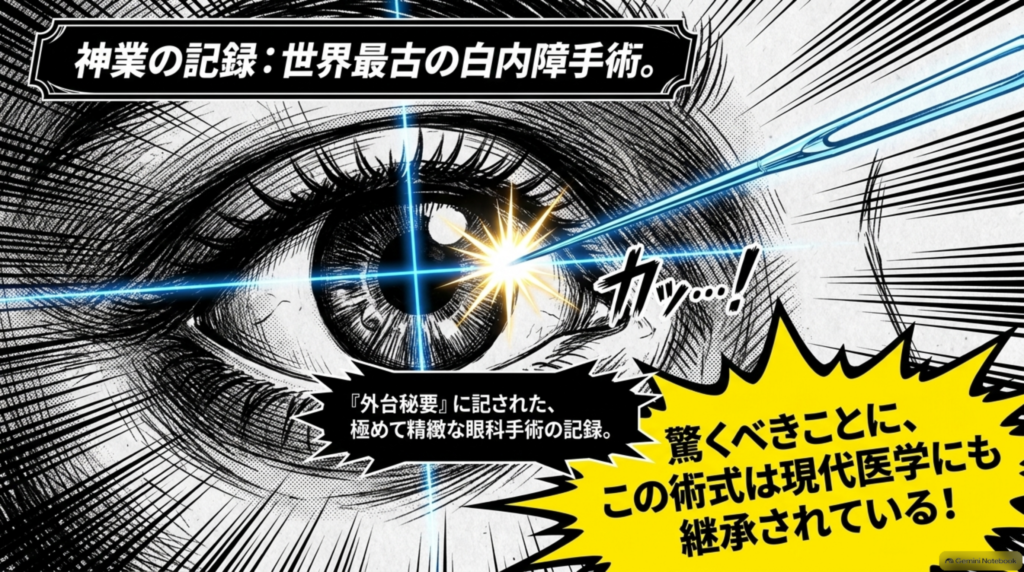 神業の記録：『外台秘要』に記された世界最古の白内障手術。この術式は現代医学にも継承されている