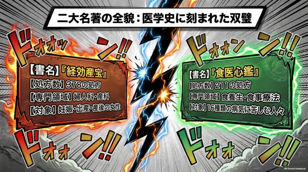 二大名著の全貌：『経効産宝』378の処方（婦人科・産科）と『食医心鑑』211の処方（食養生・食事療法）