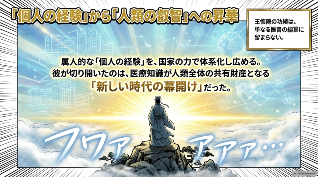 「個人の経験」から「人類の叡智」への昇華。個人の経験を国家の力で体系化し広めた、新しい時代の幕開け