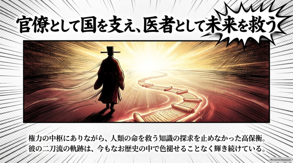 官僚として国を支え、医者として未来を救う。権力の中枢にありながら命を救う知識の探求を止めなかった高保衡