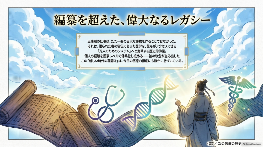 編纂を超えた偉大なるレガシー。限られた者の秘伝だった医学を、誰もがアクセスできるシステムへと変革した王懐隠の功績