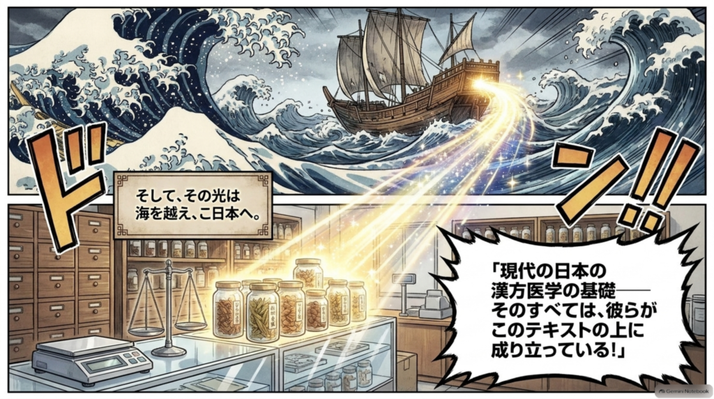 その光は海を越えて日本へ。現代の日本の漢方医学も、彼らが整えたテキストの上に成り立っている