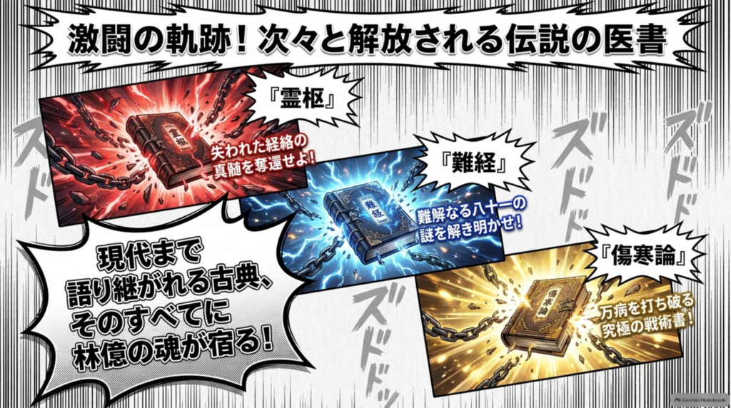 次々と解放される伝説の医書。『霊枢』『難経』『傷寒論』――現代まで語り継がれる古典に林億の校訂が宿る