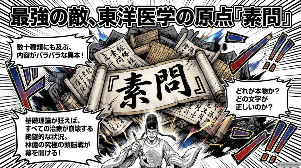 最強の敵、東洋医学の原点『素問』。数十種類にも及ぶ内容がバラバラな異本