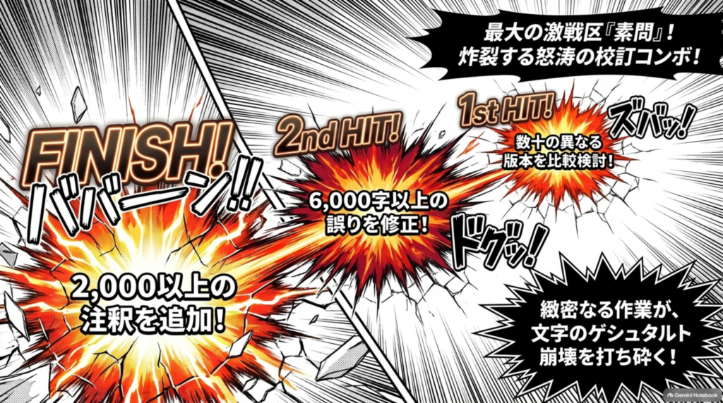 最大の激戦区『素問』。数十の版本を比較検討し、6000字以上の誤りを修正、2000以上の注釈を追加