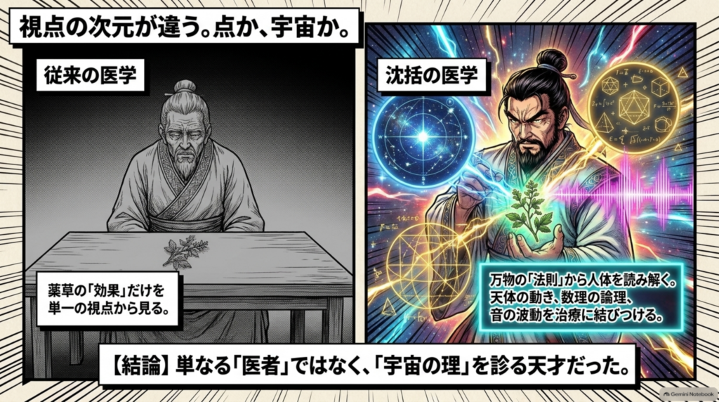 従来の医学は点、沈括の医学は宇宙。万物の法則から人体を読み解く、単なる医者ではなく宇宙の理を診る天才
