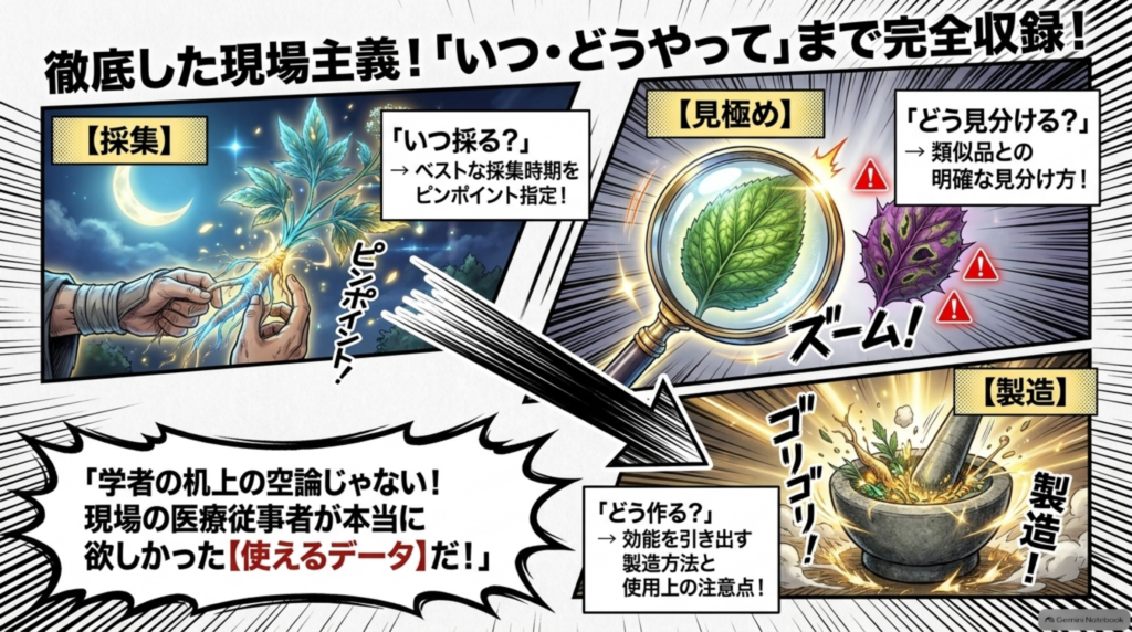 徹底した現場主義。いつ採るか、どう見分けるか、どう作るかまで完全収録